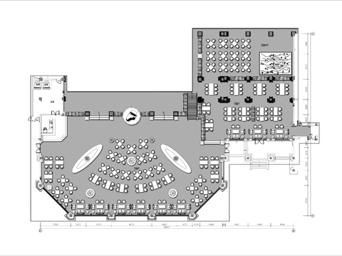  1500㎡音乐西餐厅cad平面图 