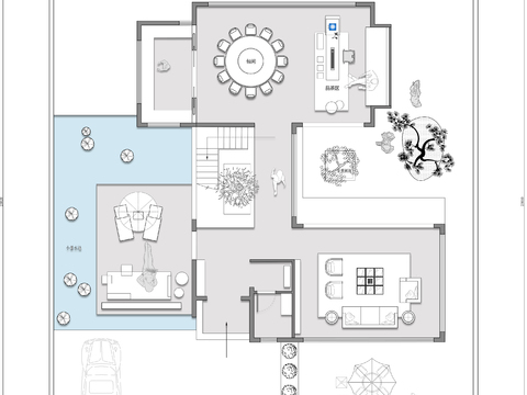  别墅花园庭院花园景观cad平面图 
