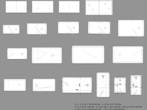  台球桌乒乓球桌cad图库 