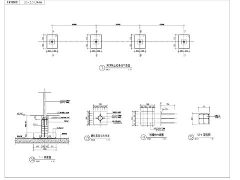 羽毛球场立柱基础cad大样图 