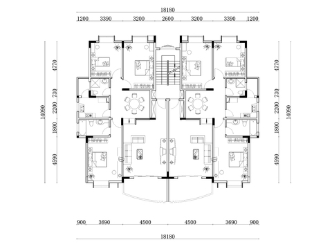 275m²公寓住宅cad平面图 