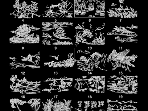  320种超精美雕花雕刻装饰图案CAD图库 