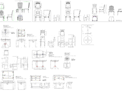  美式餐桌CAD施工图 
