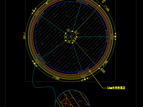  园柱包硬包CAD节点大样 