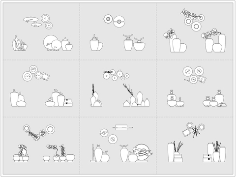  花瓶插花摆件装饰艺术品cad图库 