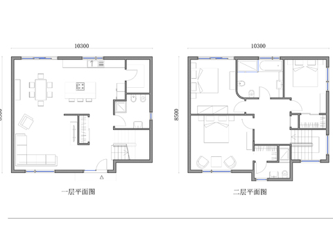  175m2兩層別墅住宅cad平面圖 