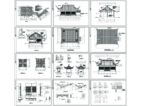  整套亭子cad大样图 