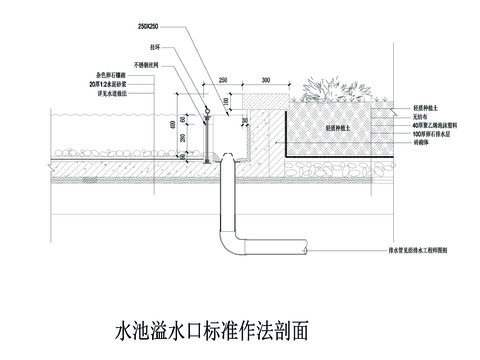  水池溢水口CAD施工图 