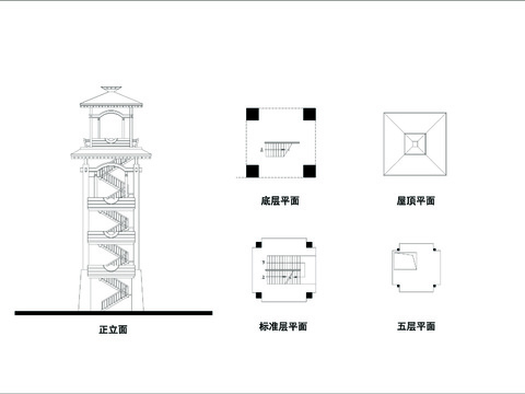  公园观景塔节点大样 