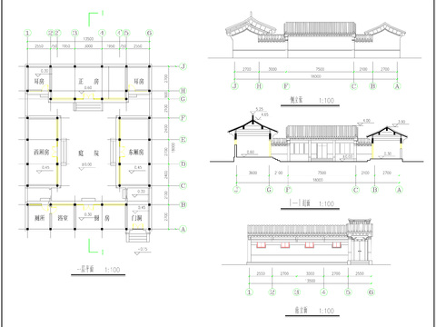  四合院建筑CAD施工圖 