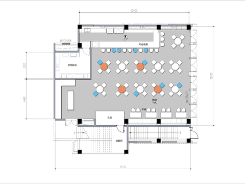  200㎡清吧cad平面图 