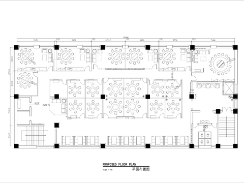  酒楼餐厅包房cad平面图 