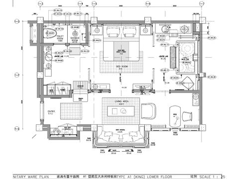  新中式民宿客房樣板間cad施工圖 