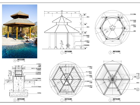  泡池廊架cad详图 
