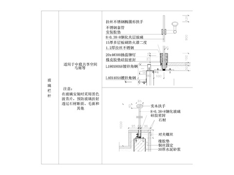  扶手剖面cad节点大样图 