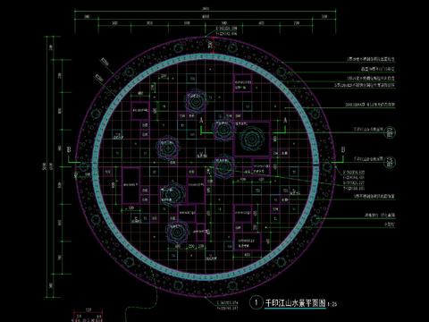  新中式仿印章水景CAD施工图 