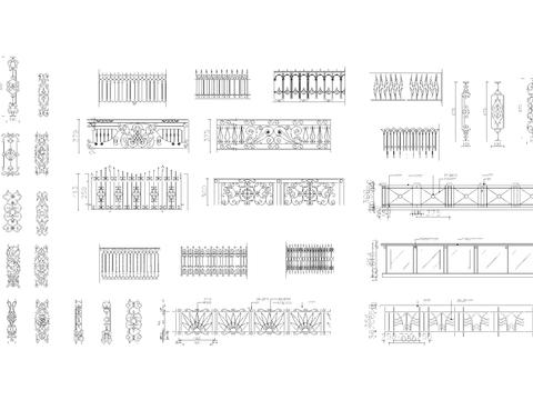  铁艺栏杆cad图库 