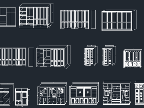  衣柜各类柜子cad图库 