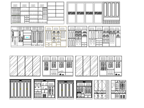  衣柜衣帽间鞋柜衣帽柜cad图库 