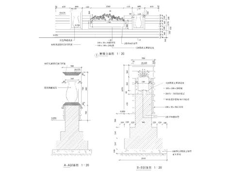 景墙盆景节点CAD施工图 