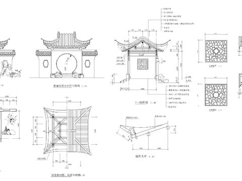  四角亭cad大样图 