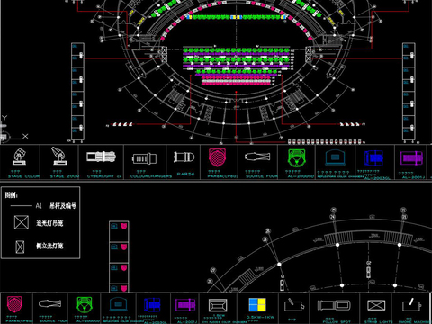  舞台灯光照明cad施工图 