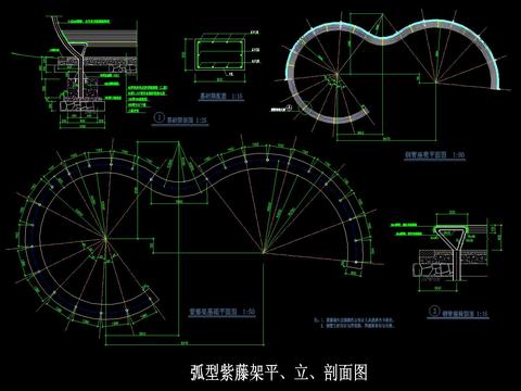  亭廊花架节点大样 