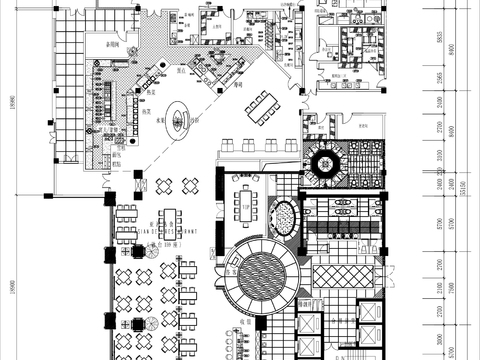  酒店自助餐厅cad平面图 