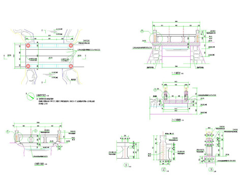  中式石拱桥石板桥节点大样 