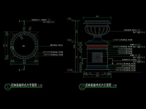  欧式花钵立柱CAD节点大样 