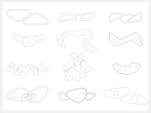  现代景观廊架平面图块cad图库 