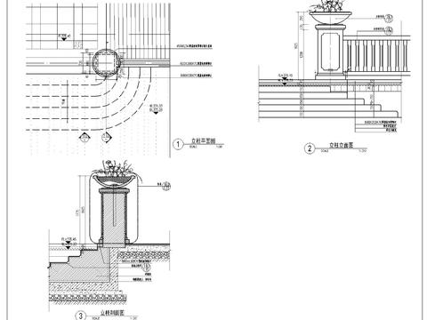 泳池入水立柱cad大样图 