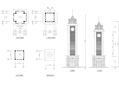  钟楼建筑cad大样图 