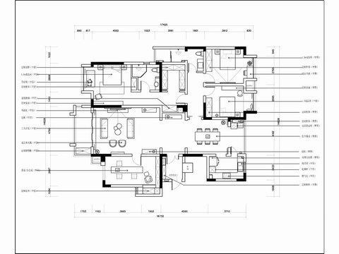  180㎡大平層豪宅cad施工圖 