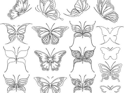  蝴蝶装饰品cad图库 