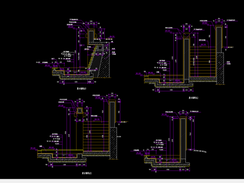  跌水墙cad节点大样图 