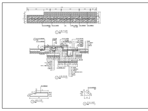  现代跌水水景节点大样图 