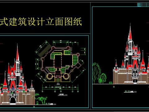  歐式建筑設(shè)計立面圖紙 
