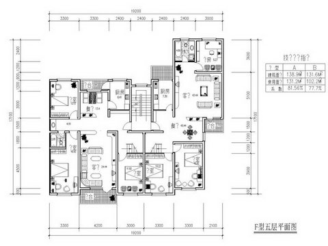  住宅戶型平面cad施工圖 