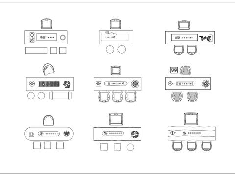  茶室茶桌椅茶台cad图库 