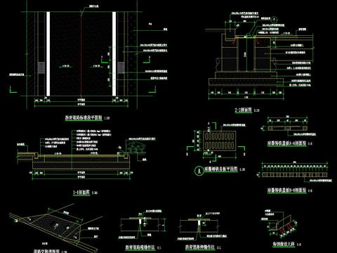  园路道路生态铺装cad大样图 