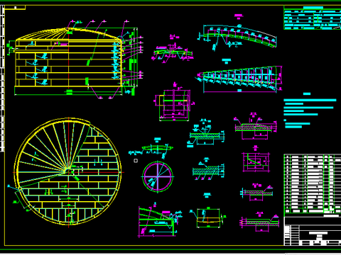  钢制拱顶储罐详细制作CAD节点大样 