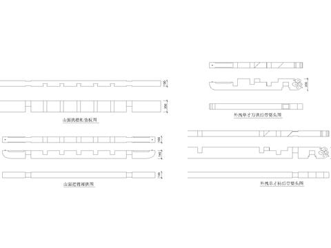  中式建筑构件挑檐桁垫板及耍头大样图 