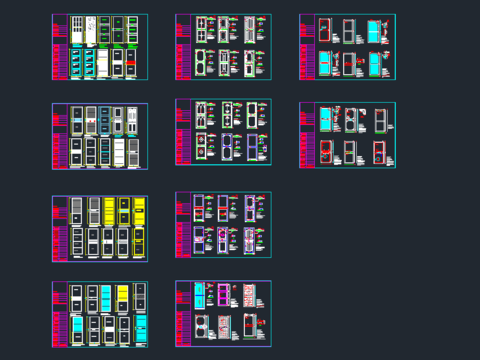  移门原木门cad图库 