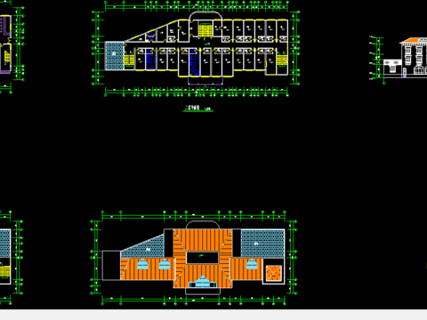  渡假村综合楼cad施工图 