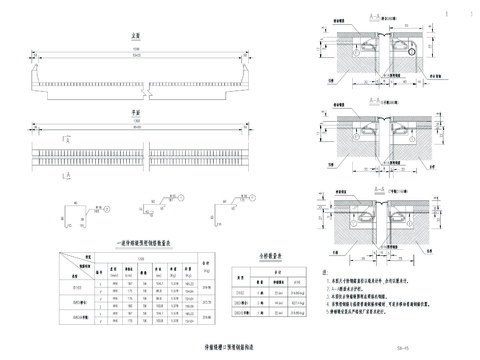  伸缩缝槽口预埋钢筋构造CAD施工图 