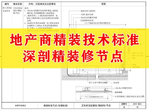  地产商精装技术标准装修cad大样图 