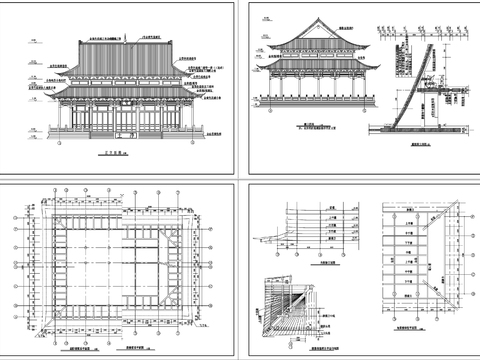  3大雄寶殿建筑圖紙cad施工圖 