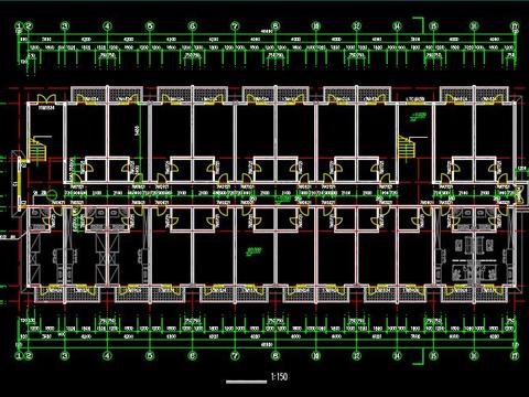  磚混結(jié)構(gòu)宿舍cad建筑圖 