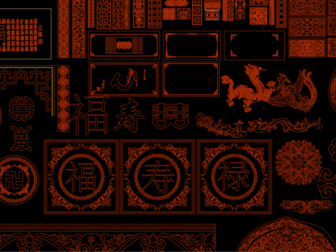  中式雕花设计cad施工图 